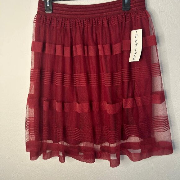 Burgundy Lace Flare Skirt - Picture 1 of 4